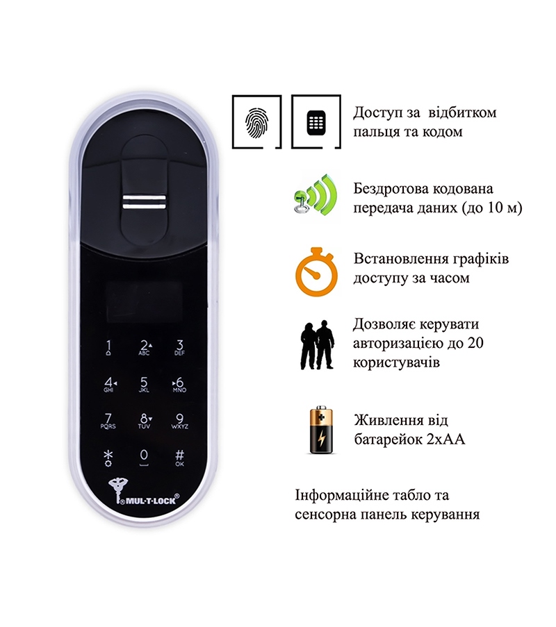 Комплект: автономный замок ENTR Mul-T-Lock BLACK с кодовой панелью + отпечатки пальцев Fingerprint-фото-5 Фото 5 - Комплект: автономный замок ENTR Mul-T-Lock BLACK с кодовой панелью + отпечатки пальцев Fingerprint.