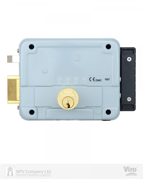 Замок электромеханический VIRO V97 8972.0794.1 BS50/80мм R 12VAC NC CYL 3KEY GATE накладной, с кнопкой, внутреннего открывания GREY (UKR LEFT T1)-фото-3 Фото 3 - Замок электромеханический VIRO V97 8972.0794.1 BS50/80мм R 12VAC NC CYL 3KEY GATE накладной, с кнопкой, внутреннего открывания GREY (UKR LEFT T1).