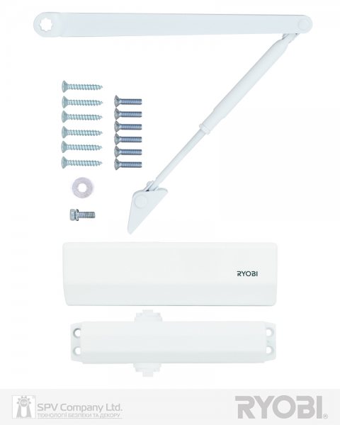 Доводчик накладной RYOBI *1500 D-1554 GLOSSY WHITE STD ARM EN 2/3/4 до 80кг 1100мм FIRE-фото-6 Фото 6 - Доводчик накладной RYOBI *1500 D-1554 GLOSSY WHITE STD ARM EN 2/3/4 до 80кг 1100мм FIRE.