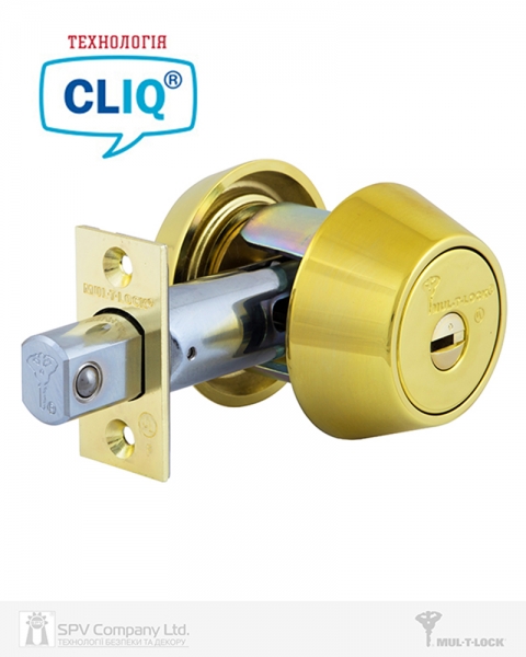 Замок Врізний Mul-t-lock 1-way Dead_bolt Hercular Univ Shiny_brass Bs60/70мм Interactive+ Cliq M/s Gamma Left Wood_door Sp-фото-1 Фото 1 - Замок Врізний Mul-t-lock 1-way Dead_bolt Hercular Univ Shiny_brass Bs60/70мм Interactive+ Cliq M/s Gamma Left Wood_door Sp.