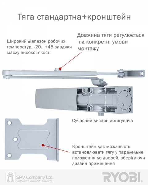 Доводчик накладной RYOBI 1200 D-1200P(U) SILVER BC UNIV ARM EN 2/3/4 80кг 1100мм-фото-11 Фото 11 - Доводчик накладной RYOBI 1200 D-1200P(U) SILVER BC UNIV ARM EN 2/3/4 80кг 1100мм.
