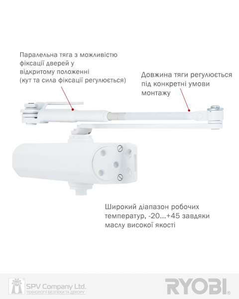 Дотягувач Накладний Ryobi 2000 Ds-2055p Glossy_white Bc Prl_ho_arm En_4 До_80кг 1100мм-фото-9 Фото 9 - Дотягувач Накладний Ryobi 2000 Ds-2055p Glossy_white Bc Prl_ho_arm En_4 До_80кг 1100мм.
