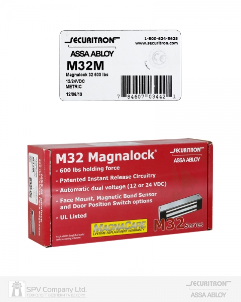 Замок электромагнитный SECURITRON M32 M 12/24В накладной 272 кг-фото-5 Фото 5 - Замок электромагнитный SECURITRON M32 M 12/24В накладной 272 кг.