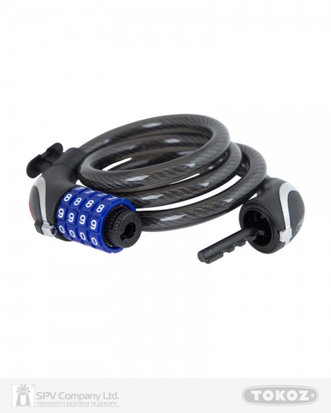 Замок TOKOZ MOTO BLACK кодовий з тросом 100 см-фото-1 Фото 1 - Замок TOKOZ MOTO BLACK кодовий з тросом 100 см.