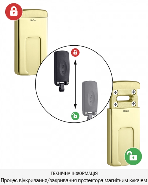 Протектор Disec Magnetic_3g Mg220mini Lever_key Oval 12мм Латунь_pvd 3клас 2 3key Km0p70 Зовнішній-фото-5 Фото 5 - Протектор Disec Magnetic_3g Mg220mini Lever_key Oval 12мм Латунь_pvd 3клас 2 3key Km0p70 Зовнішній.