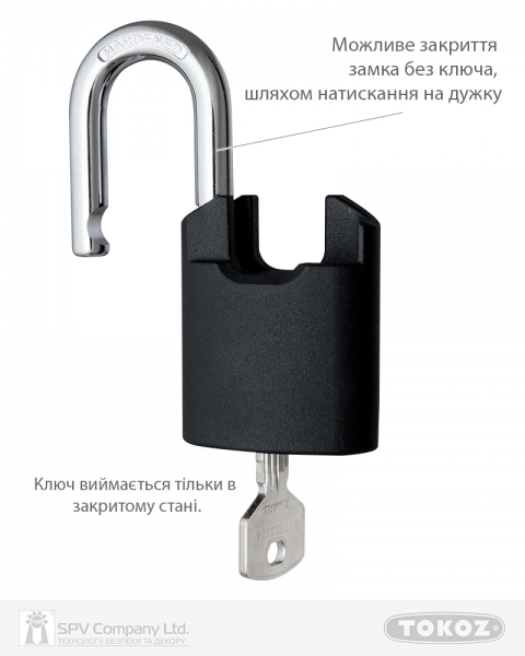 Замок висячий TOKOZ PLUTO_G50_GUARD_LONG 3KEY TK5_M NR_shackle 35мм 10мм BLISTER-фото-4 Фото 4 - Замок висячий TOKOZ PLUTO_G50_GUARD_LONG 3KEY TK5_M NR_shackle 35мм 10мм BLISTER.