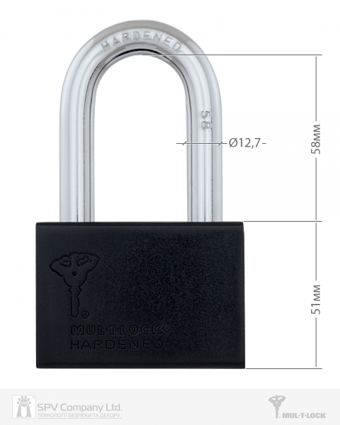 Замок навесной MUL-T-LOCK M13/C2 CLASSIC 064 2KEY ARC BLACK R shackle 58мм 12,7 мм BOX M-фото-6 Фото 6 - Замок навесной MUL-T-LOCK M13/C2 CLASSIC 064 2KEY ARC BLACK R shackle 58мм 12,7 мм BOX M.