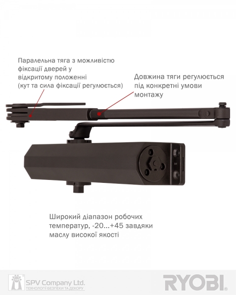 Дотягувач Накладний Ryobi 3550 Ds-3550p Dark_bronze Bc/da Prl_ho_arm En_1-5 До_100кг 1250мм-фото-8 Фото 8 - Дотягувач Накладний Ryobi 3550 Ds-3550p Dark_bronze Bc/da Prl_ho_arm En_1-5 До_100кг 1250мм.