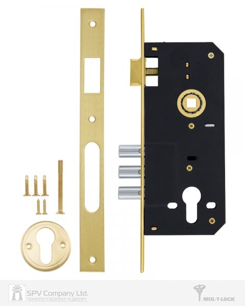Замок врезной MUL-T-LOCK 1-WAY DIN 204S PB UNIV ВЅ45мм 85мм SP-фото-2 Фото 2 - Замок врезной MUL-T-LOCK 1-WAY DIN 204S PB UNIV ВЅ45мм 85мм SP.