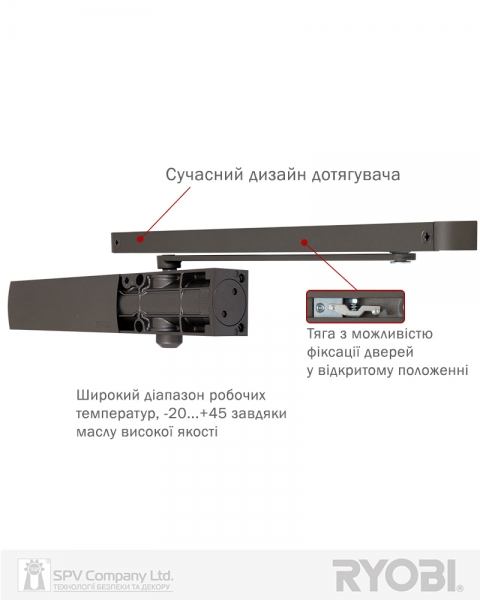 Доводчик накладной RYOBI 1200 D-1200T METALLIC BRONZE SLD HO ARM EN 3 60кг 950мм-фото-10 Фото 10 - Доводчик накладной RYOBI 1200 D-1200T METALLIC BRONZE SLD HO ARM EN 3 60кг 950мм.