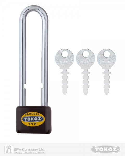 Замок висячий TOKOZ 112/50 LONG 3KEY TK1 M R shackle 130мм 9мм-фото-3 Фото 3 - Замок висячий TOKOZ 112/50 LONG 3KEY TK1 M R shackle 130мм 9мм.