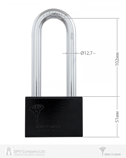 Замок висячий MUL-T-LOCK M13/C3 CLASSIC 064 2KEY ARC_BLACK R_shackle 102мм 12,7мм BOX_M-фото-5 Фото 5 - Замок висячий MUL-T-LOCK M13/C3 CLASSIC 064 2KEY ARC_BLACK R_shackle 102мм 12,7мм BOX_M.