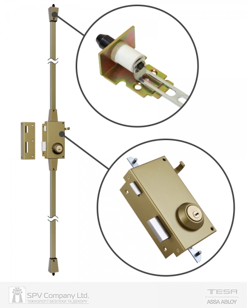 Замок Накладний Tesa 3-way Ts30 Gold_enamelled_steel Left Bs25мм T60 3key Sp Висота Дверей Від 1850 До 2215мм, Товщина - До 48мм(ukr T2, T4)-фото-1 Фото 1 - Замок Накладний Tesa 3-way Ts30 Gold_enamelled_steel Left Bs25мм T60 3key Sp Висота Дверей Від 1850 До 2215мм, Товщина - До 48мм(ukr T2, T4).