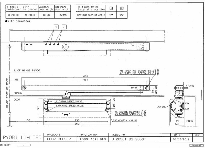 Дотягувач Накладний Ryobi 2000 Ds-2050t Glossy_white Bc Sld_ho_arm En_3 60кг 950мм-фото-13 Фото 13 - Дотягувач Накладний Ryobi 2000 Ds-2050t Glossy_white Bc Sld_ho_arm En_3 60кг 950мм.