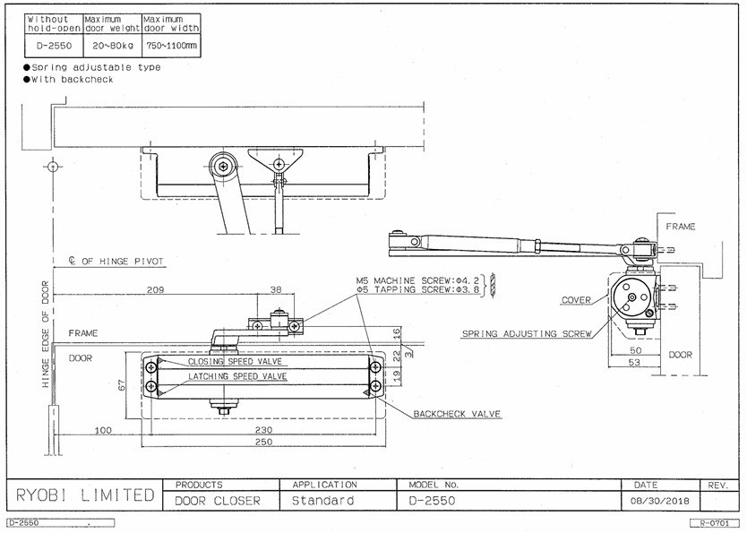 Дотягувач Накладний Ryobi 2550 D-2550 Silver Bc Univ_arm En_1-4 До_80кг 1100мм Fire-фото-11 Фото 11 - Дотягувач Накладний Ryobi 2550 D-2550 Silver Bc Univ_arm En_1-4 До_80кг 1100мм Fire.