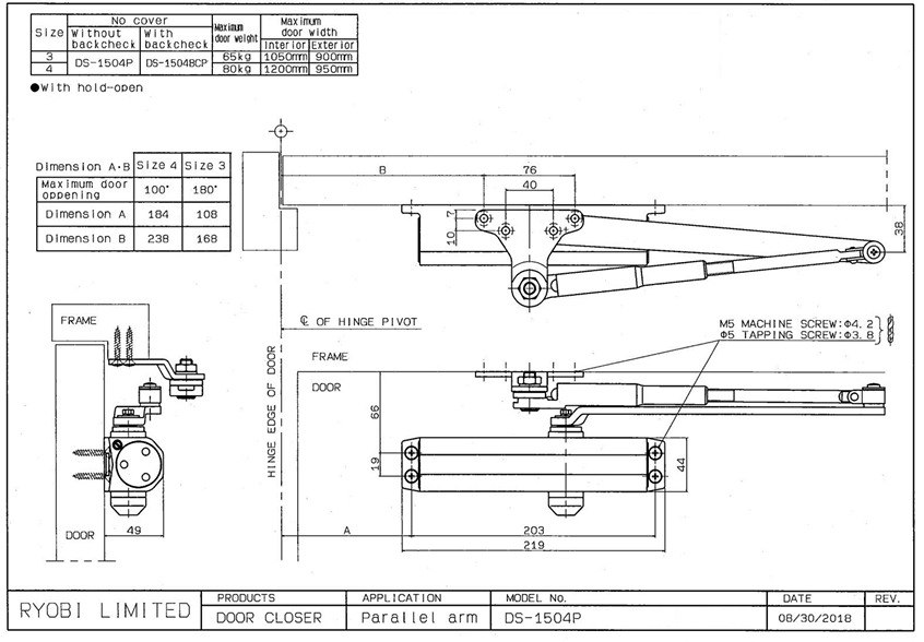 Дотягувач Накладний Ryobi *1500 Ds-1554p Silver Prl_ho_arm En_2/3 До_60кг 965мм-фото-10 Фото 10 - Дотягувач Накладний Ryobi *1500 Ds-1554p Silver Prl_ho_arm En_2/3 До_60кг 965мм.