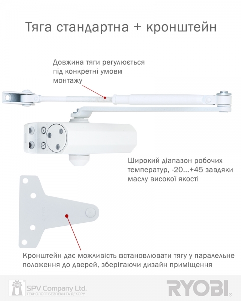 Доводчик накладной RYOBI *8800 8803 GLOSSY WHITE UNIV ARM EN 2/3 65кг 965мм FIRE-фото-12 Фото 12 - Доводчик накладной RYOBI *8800 8803 GLOSSY WHITE UNIV ARM EN 2/3 65кг 965мм FIRE.