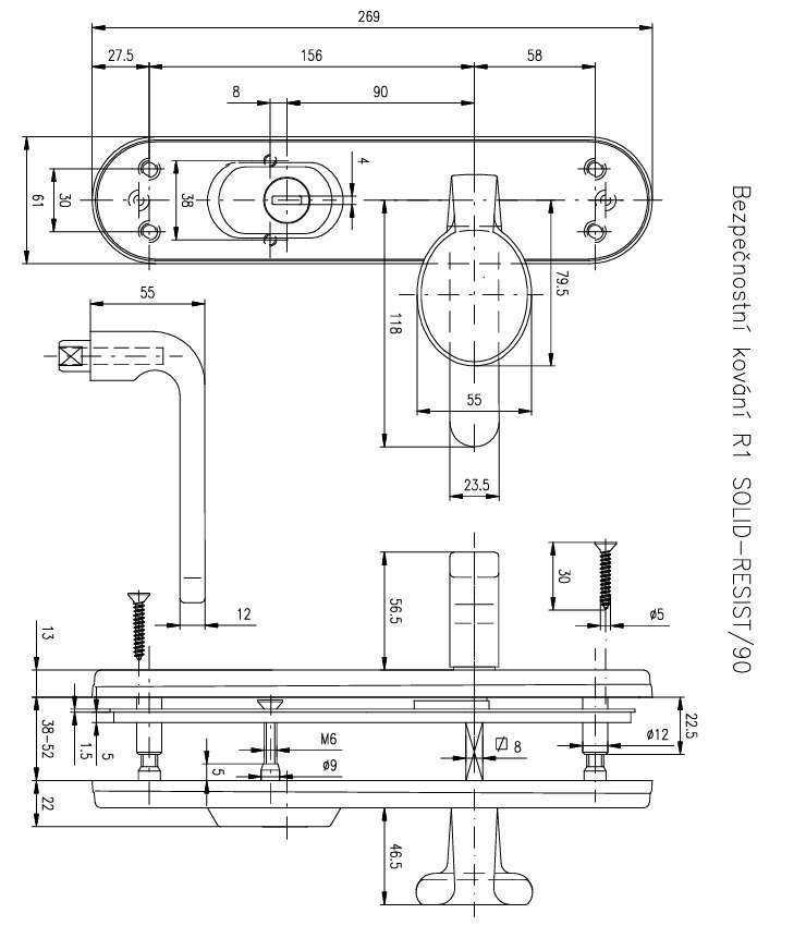Фурнітура Захисна Rostex *solid-pro F Fix-mov Din Plate 90мм Нерж.сталь_мат_титан_pvd 13мм 38-52мм 3клас Slza/solid Nerez_mat_ti Комплект-фото-10 Фото 10 - Фурнітура Захисна Rostex *solid-pro F Fix-mov Din Plate 90мм Нерж.сталь_мат_титан_pvd 13мм 38-52мм 3клас Slza/solid Nerez_mat_ti Комплект.