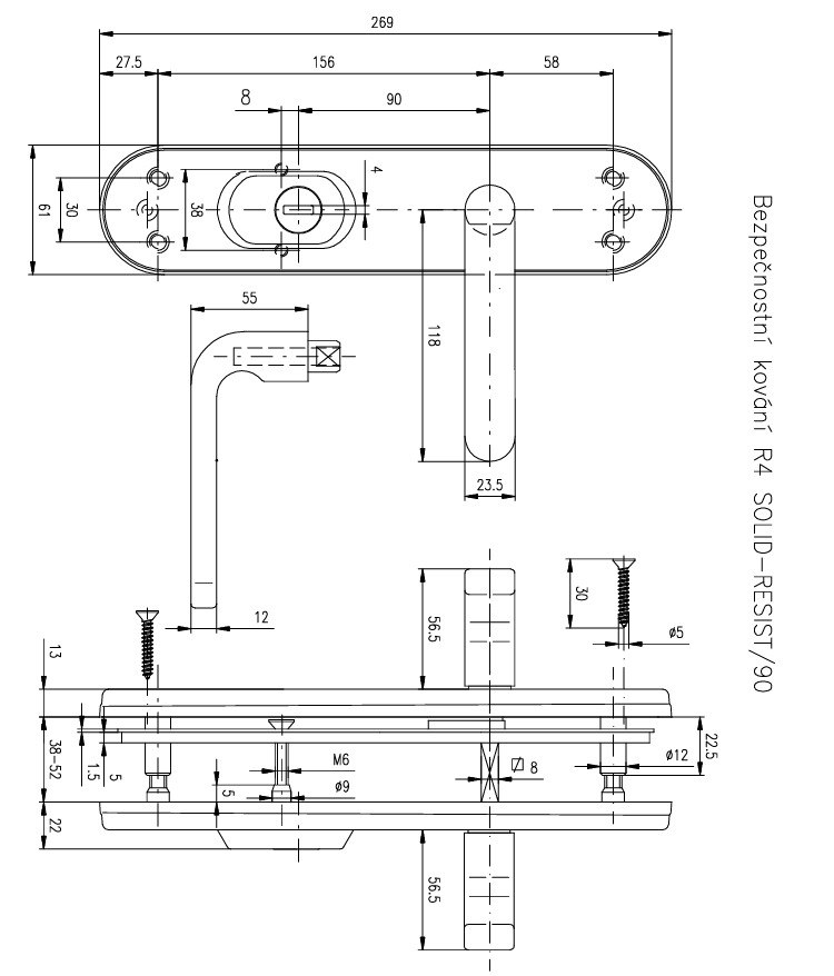Фурнітура Захисна Rostex *solid-pro+ F Mov-mov Din Plate 90мм Нерж.сталь_мат 13мм 56-70мм 4клас Solid Nerez_mat Комплект-фото-12 Фото 12 - Фурнітура Захисна Rostex *solid-pro+ F Mov-mov Din Plate 90мм Нерж.сталь_мат 13мм 56-70мм 4клас Solid Nerez_mat Комплект.