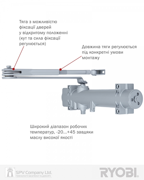 Дотягувач Накладний Ryobi 4550 Ds-4550 Silver Bc/da Std_ho_arm En_2-7+ До_200кг 1400мм-фото-8 Фото 8 - Дотягувач Накладний Ryobi 4550 Ds-4550 Silver Bc/da Std_ho_arm En_2-7+ До_200кг 1400мм.