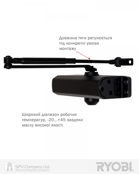 Доводчик накладной RYOBI *9900 9903 BLACK STD ARM EN 2/3 до 65кг 965мм-фото-13 Фото 13 - Доводчик накладной RYOBI *9900 9903 BLACK STD ARM EN 2/3 до 65кг 965мм.