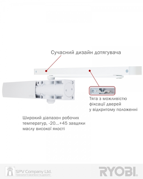 Доводчик накладной RYOBI 1200 D-1200T WHITE SLD HO ARM EN 3 60кг 950мм-фото-12 Фото 12 - Доводчик накладной RYOBI 1200 D-1200T WHITE SLD HO ARM EN 3 60кг 950мм.