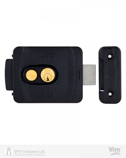 Замок электромеханический VIRO V9083.0794P BS50/80мм T1/T2 12VAC NC CYL 3KEY GATE накладной, с кнопкой BLACK открывание внутрь-фото-1 Фото 1 - Замок электромеханический VIRO V9083.0794P BS50/80мм T1/T2 12VAC NC CYL 3KEY GATE накладной, с кнопкой BLACK открывание внутрь.