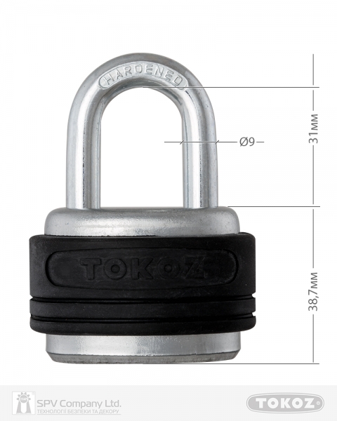Замок висячий TOKOZ EXTREME_PRO T02 3KEY BLACK Sleeve_3BT R_shackle 31мм 9мм BOX-фото-3 Фото 3 - Замок висячий TOKOZ EXTREME_PRO T02 3KEY BLACK Sleeve_3BT R_shackle 31мм 9мм BOX.