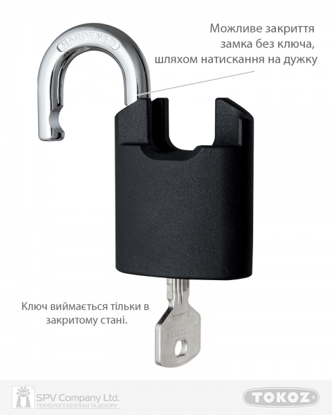 Замок висячий TOKOZ PLUTO G50 GUARD 3KEY TK5 M NR shackle 15,5 мм 10мм BLISTER-фото-4 Фото 4 - Замок висячий TOKOZ PLUTO G50 GUARD 3KEY TK5 M NR shackle 15,5 мм 10мм BLISTER.