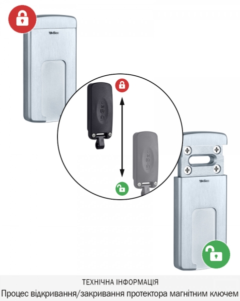 Протектор Disec Magnetic_3g Mg220mini Lever_key Oval 12мм Хром_мат 3клас T 3key Km0p70 Зовнішній-фото-3 Фото 3 - Протектор Disec Magnetic_3g Mg220mini Lever_key Oval 12мм Хром_мат 3клас T 3key Km0p70 Зовнішній.