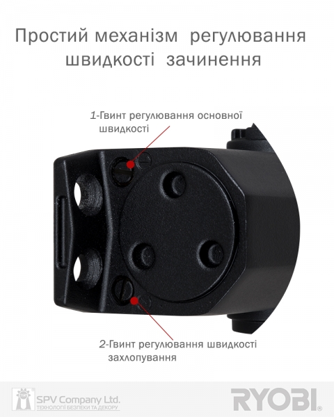 Дотягувач Накладний Ryobi *1500 Ds-1554 Black Std_ho_arm En_2/3/4 До_80кг 1100мм-фото-3 Фото 3 - Дотягувач Накладний Ryobi *1500 Ds-1554 Black Std_ho_arm En_2/3/4 До_80кг 1100мм.
