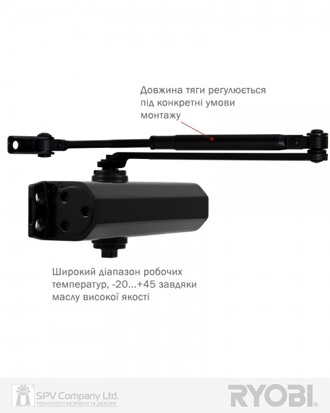 Доводчик накладной RYOBI *1500 D-1554 BLACK STD ARM EN 2/3/4 до 80кг 1100мм FIRE-фото-13 Фото 13 - Доводчик накладной RYOBI *1500 D-1554 BLACK STD ARM EN 2/3/4 до 80кг 1100мм FIRE.