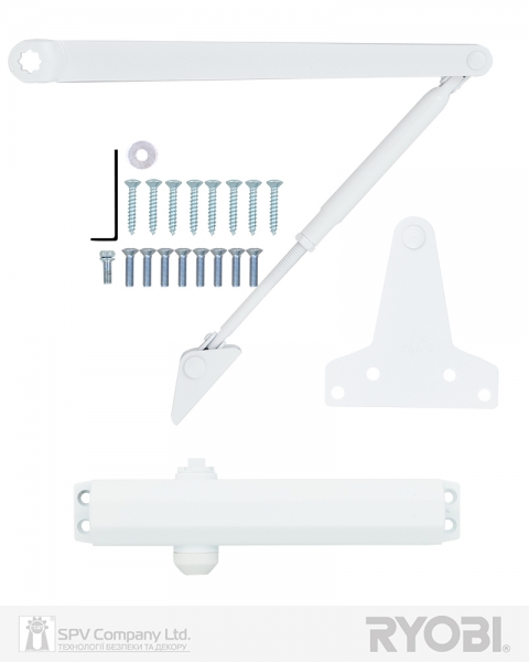Доводчик накладной RYOBI 2000 D-2005V GLOSSY WHITE BC UNIV ARM EN 3/4/5 до 100кг 1250мм FIRE-фото-2 Фото 2 - Доводчик накладной RYOBI 2000 D-2005V GLOSSY WHITE BC UNIV ARM EN 3/4/5 до 100кг 1250мм FIRE.