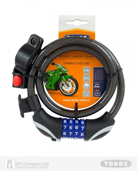 Замок TOKOZ MOTO BLACK кодовий з тросом 100 см-фото-6 Фото 6 - Замок TOKOZ MOTO BLACK кодовий з тросом 100 см.