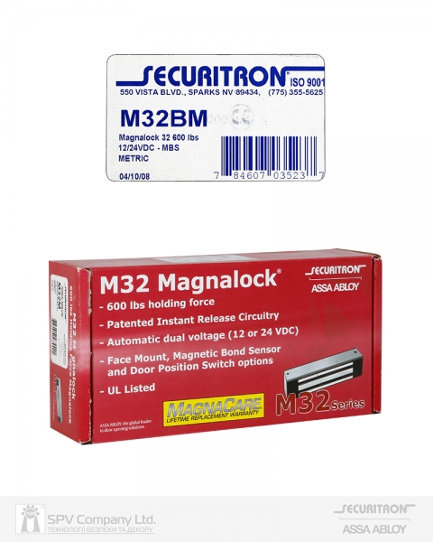 Замок электромагнитный SECURITRON M32 B M 12/24В накладной 272 кг-фото-5 Фото 5 - Замок электромагнитный SECURITRON M32 B M 12/24В накладной 272 кг.
