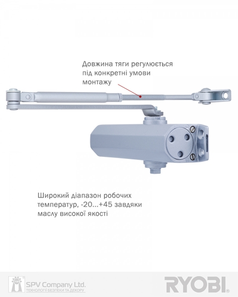 Доводчик накладной RYOBI 2000 D-2055V SILVER BC STD ARM EN 3/4/5 до 100кг 1250мм FIRE-фото-8 Фото 8 - Доводчик накладной RYOBI 2000 D-2055V SILVER BC STD ARM EN 3/4/5 до 100кг 1250мм FIRE.