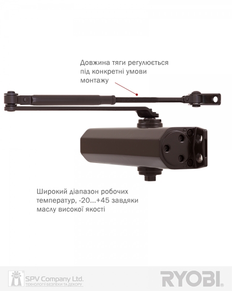 Доводчик накладной RYOBI 2000 D-2055V DARK BRONZE BC STD ARM EN 3/4/5 до 100кг 1250мм FIRE-фото-11 Фото 11 - Доводчик накладной RYOBI 2000 D-2055V DARK BRONZE BC STD ARM EN 3/4/5 до 100кг 1250мм FIRE.