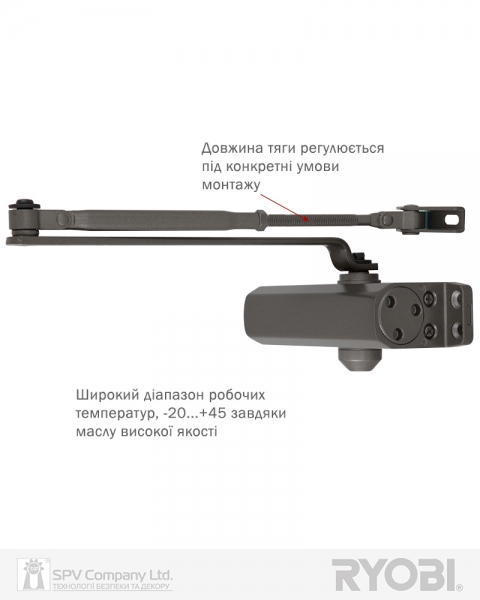 Доводчик накладной RYOBI *9900 9903 SILVER BRONZ STD ARM EN 2/3 до 65кг 965мм-фото-12 Фото 12 - Доводчик накладной RYOBI *9900 9903 SILVER BRONZ STD ARM EN 2/3 до 65кг 965мм.