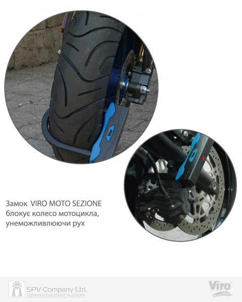 Замок VIRO MOTO SEZIONE BLACK 2KEY 180мм-фото-6 Фото 6 - Замок VIRO MOTO SEZIONE BLACK 2KEY 180мм.