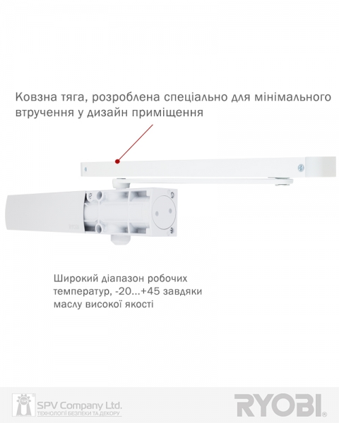 Доводчик накладной RYOBI 1200 D-1200T WHITE BC SLD HO ARM EN 3 60кг 950мм-фото-10 Фото 10 - Доводчик накладной RYOBI 1200 D-1200T WHITE BC SLD HO ARM EN 3 60кг 950мм.