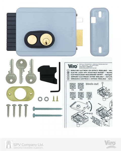 Замок электромеханический VIRO V97 8972.0794.1 BS50/80мм R 12VAC NC CYL 3KEY GATE накладной, с кнопкой, внутреннего открывания GREY (UKR LEFT T1)-фото-5 Фото 5 - Замок электромеханический VIRO V97 8972.0794.1 BS50/80мм R 12VAC NC CYL 3KEY GATE накладной, с кнопкой, внутреннего открывания GREY (UKR LEFT T1).