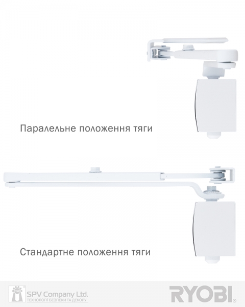 Доводчик накладной RYOBI 1200 D-1200P(U) WHITE BC UNIV ARM EN 2/3/4 80кг 1100мм-фото-5 Фото 5 - Доводчик накладной RYOBI 1200 D-1200P(U) WHITE BC UNIV ARM EN 2/3/4 80кг 1100мм.