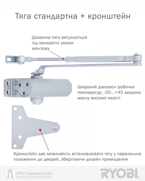 Доводчик накладной RYOBI *8800 8803 SILVER UNIV ARM EN 2/3 65кг 965мм FIRE-фото-12 Фото 12 - Доводчик накладной RYOBI *8800 8803 SILVER UNIV ARM EN 2/3 65кг 965мм FIRE.