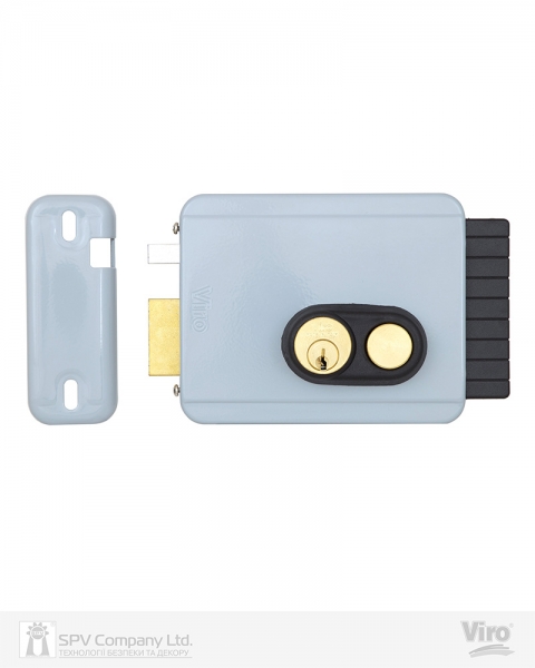 Замок электромеханический VIRO V97 8972.0794.2 BS50/80мм L 12VAC NC CYL 3KEY GATE накладной, с кнопкой, внутреннего открывания GREY (UKR RIGHT T2)-фото-1 Фото 1 - Замок электромеханический VIRO V97 8972.0794.2 BS50/80мм L 12VAC NC CYL 3KEY GATE накладной, с кнопкой, внутреннего открывания GREY (UKR RIGHT T2).