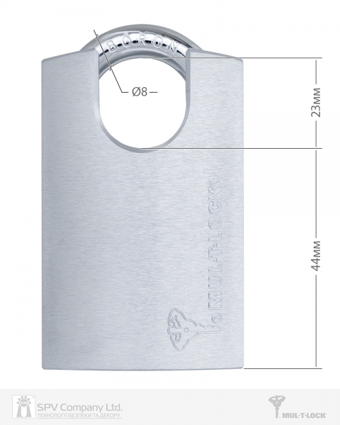 Замок навесной MUL-T-LOCK G47P 7x7 0767 2KEY DND77 GREY INS NR shackle 22,5 мм 8мм BOX M-фото-2 Фото 2 - Замок навесной MUL-T-LOCK G47P 7x7 0767 2KEY DND77 GREY INS NR shackle 22,5 мм 8мм BOX M.