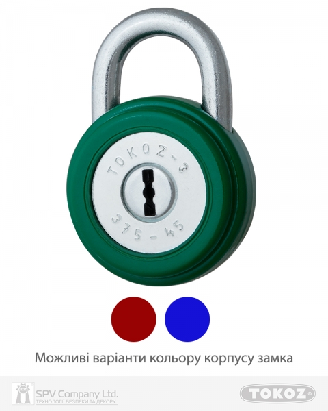 Замок висячий TOKOZ 375/45 3KEY TK1_M NR_shackle 15мм 7мм PB зелений-фото-1 Фото 1 - Замок висячий TOKOZ 375/45 3KEY TK1_M NR_shackle 15мм 7мм PB зелений.