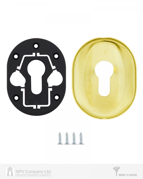 Щиток MUL-T-LOCK MATRIX A618 DIN OVAL 40-50мм Латунь PVD BRIGHT BRASS PVD Без шторки-фото-4 Фото 4 - Щиток MUL-T-LOCK MATRIX A618 DIN OVAL 40-50мм Латунь PVD BRIGHT BRASS PVD Без шторки.