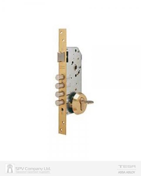 Замок Врізний Tesa 1-way Din R100b5s Ce Bright_brass Bs50мм 85мм W/o_sp З Протектором E300l-фото-1 Фото 1 - Замок Врізний Tesa 1-way Din R100b5s Ce Bright_brass Bs50мм 85мм W/o_sp З Протектором E300l.