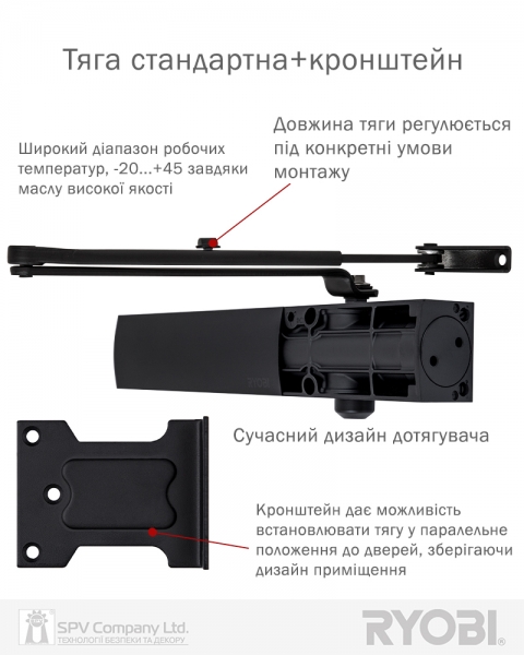 Доводчик накладной RYOBI 1200 D-1200P(U) BLACK UNIV ARM EN 2/3/4 80кг 1100мм-фото-12 Фото 12 - Доводчик накладной RYOBI 1200 D-1200P(U) BLACK UNIV ARM EN 2/3/4 80кг 1100мм.