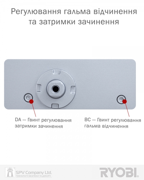 Дотягувач Накладний Ryobi 3550 Ds-3550 Silver Bc/da Std_ho_arm En_2-5 До_100кг 1250мм-фото-6 Фото 6 - Дотягувач Накладний Ryobi 3550 Ds-3550 Silver Bc/da Std_ho_arm En_2-5 До_100кг 1250мм.